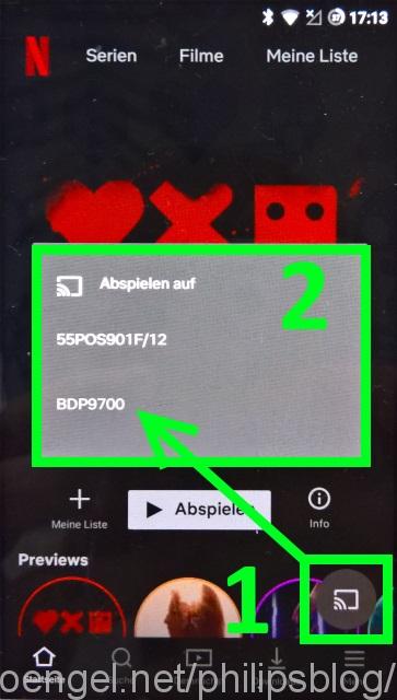 Netflix Android App: Chromecast-Option